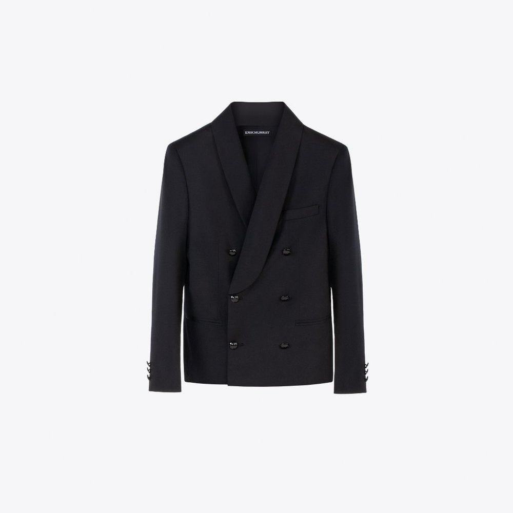 Men's Double Breasted Italian Wool Suit Jacket